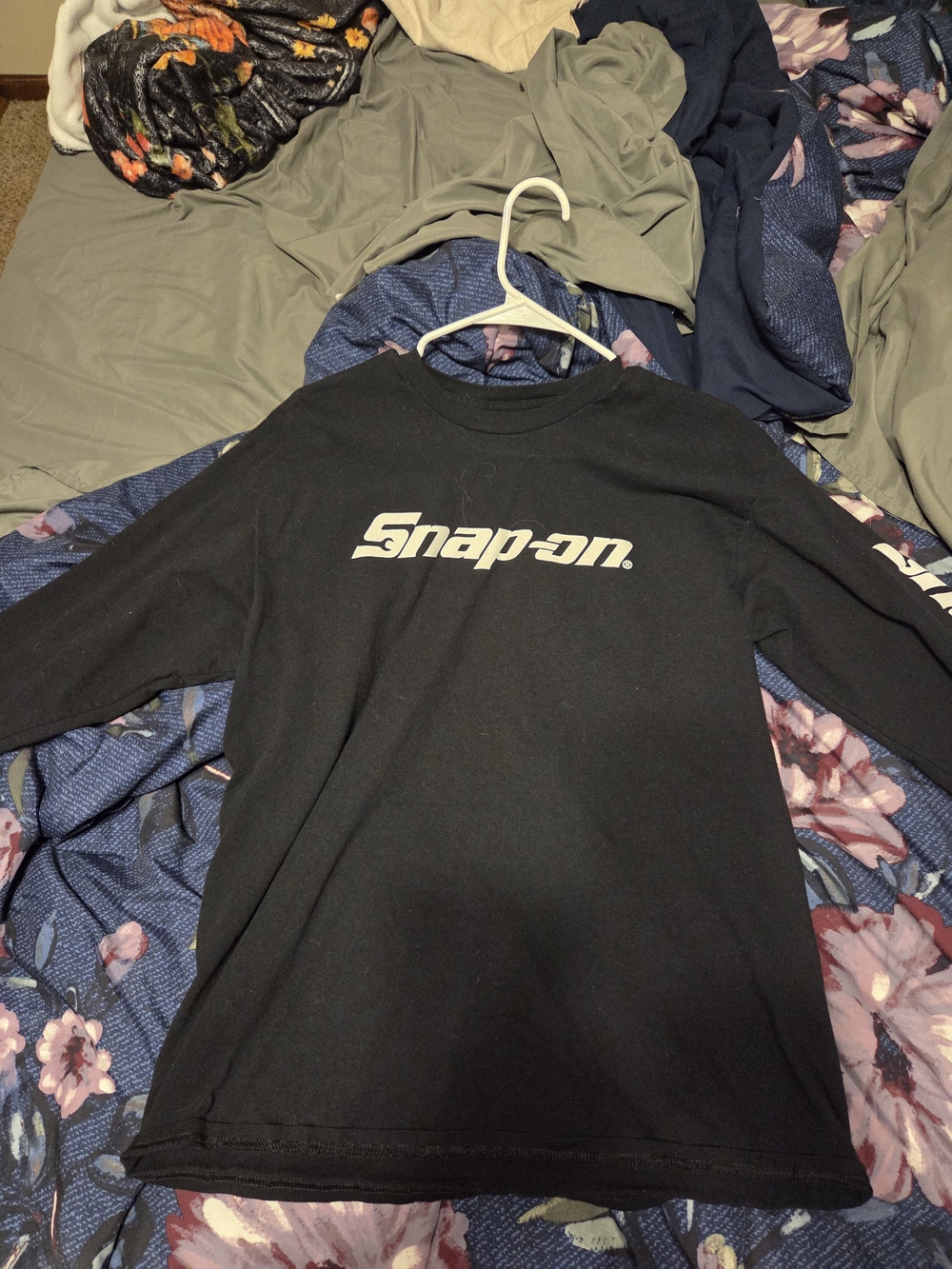 Women's Snap On Black Long Sleeve Logo Tee